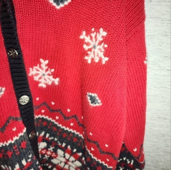 Vintage Stitch in Time North Crest Christmas Button Up Knit Cardigan L/XL - Picture 7 of 7